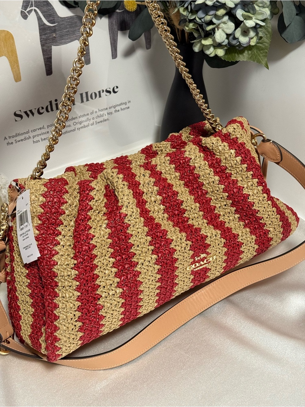 coach CER31 Faye Large Shoulder Bag With Stripes